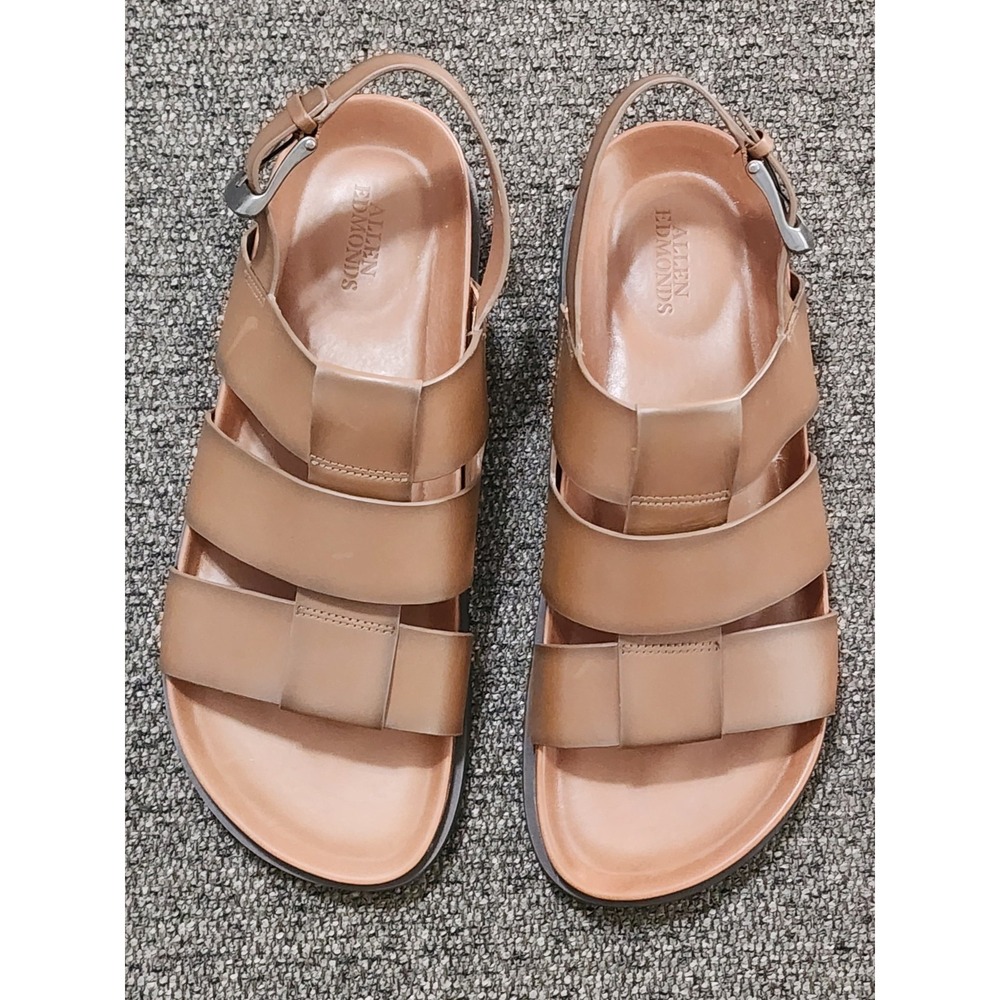 Allen Edmonds Men's Damien Fisherman Sandals Tan Luggage Leather Size 11 D 8195